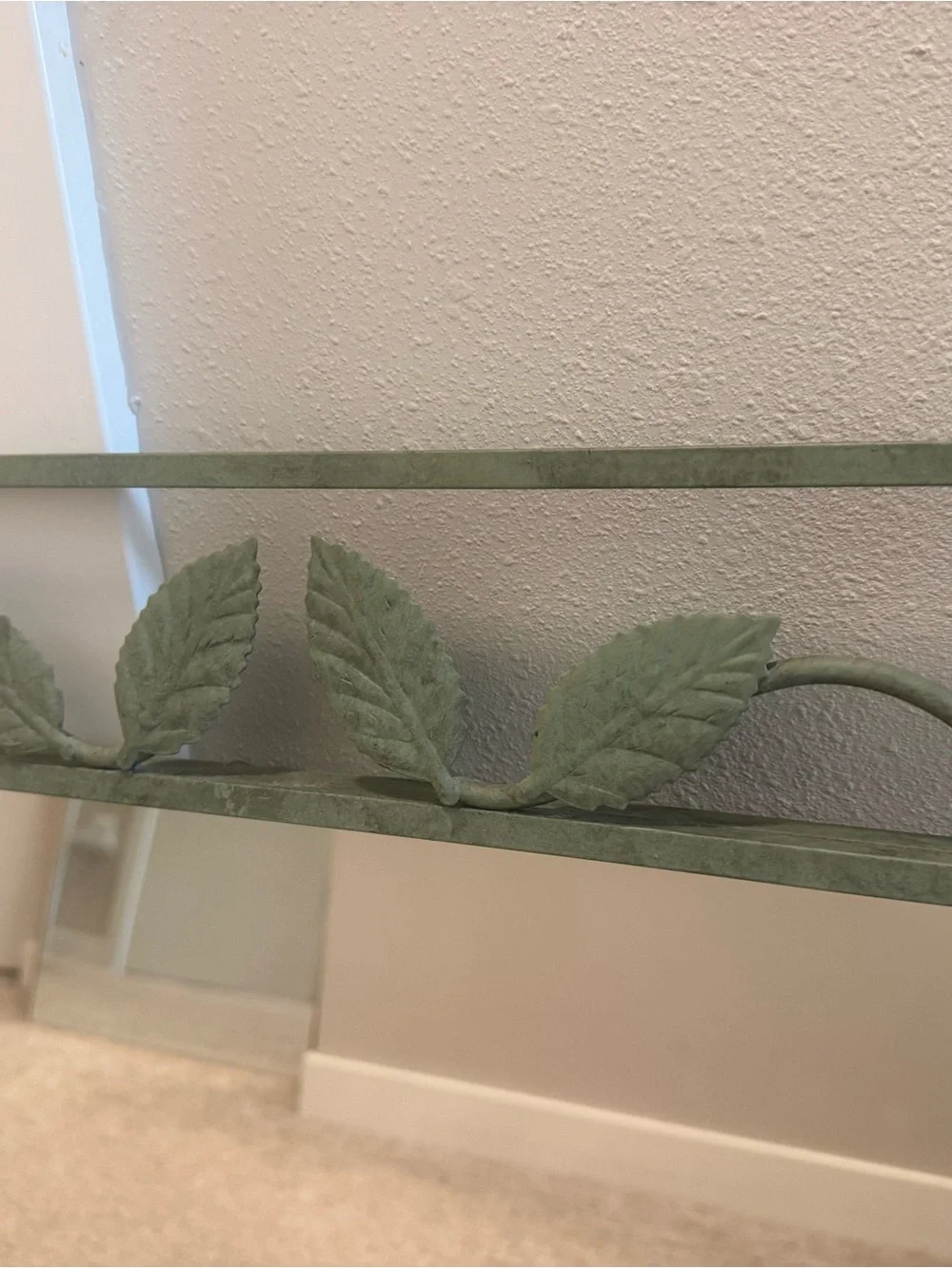GTC International Verdigris Leaf Wall Mirror Botanical Green Metal Cottage Decor